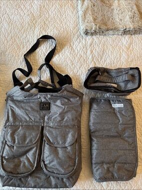 7 A.M. ENFANT Gray Diaper Bag Tote with Organizer and changing pad